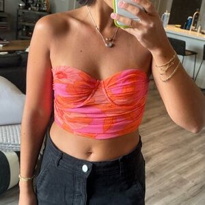 Zara Pink/Orange Strapless Corset Top